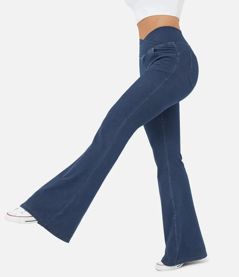 Calça Jeans de Cintura Alta Cruzada [ÚLTIMO DIA DE VENDA 🔥] F